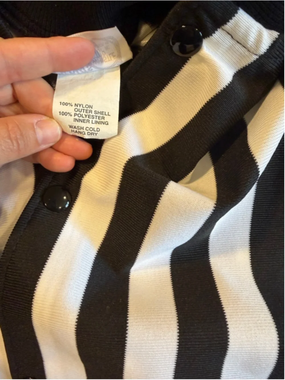 Honig's Referee Jacket Black White Striped Snap Button Closure large up Pockets